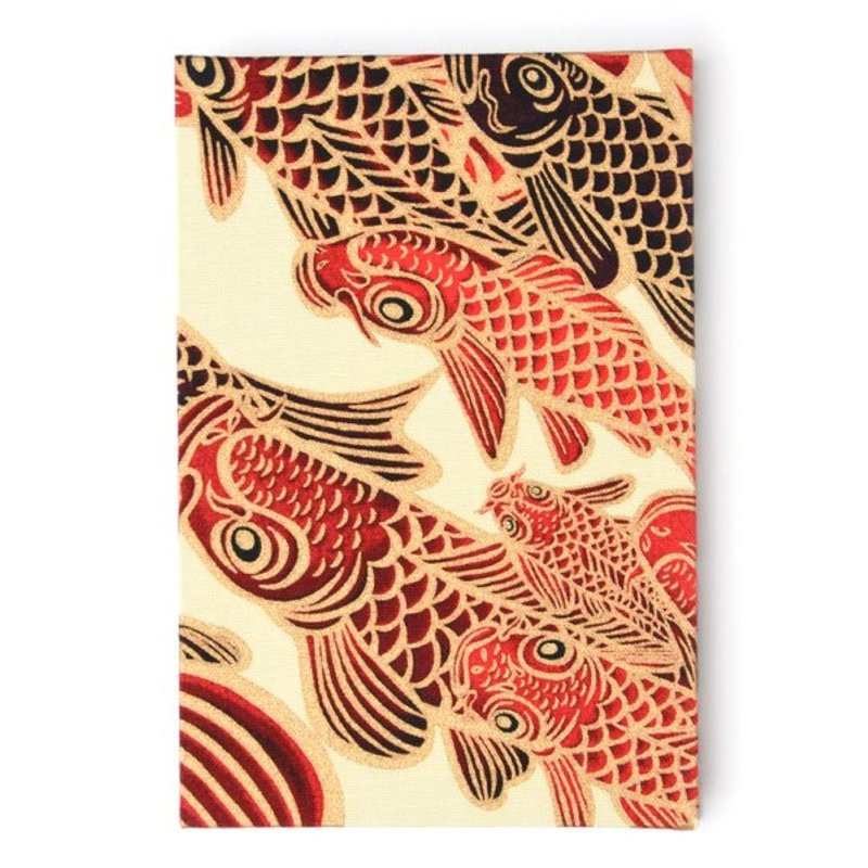 Textile stamp book Red Carp - Notebooks & Journals - Cotton & Hemp Red