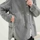 圓弧下擺牛仔長袖外套 淺灰色