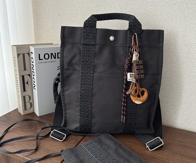 HERMÈS エルメス エールライン グレー キャンバス バックパック