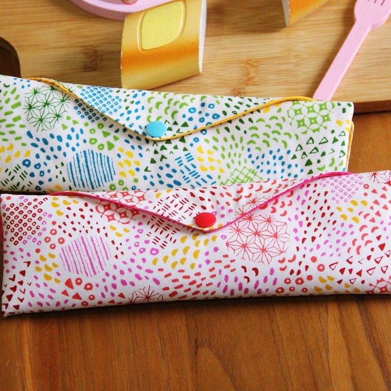 Eco-friendly chopsticks bag for boyfriend and girlfriend ~ Love memory customized storage bag. Eco-friendly chopsticks bag. Hand-made tableware bag. Self-style. Wenqing - Chopsticks - Cotton & Hemp Pink