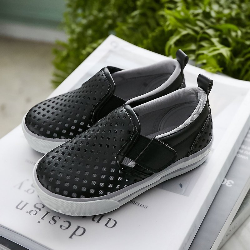 Aiden Black Diamond Breathable Slip-On Casual Shoes (Kids) - รองเท้าเด็ก - ไฟเบอร์อื่นๆ สีดำ