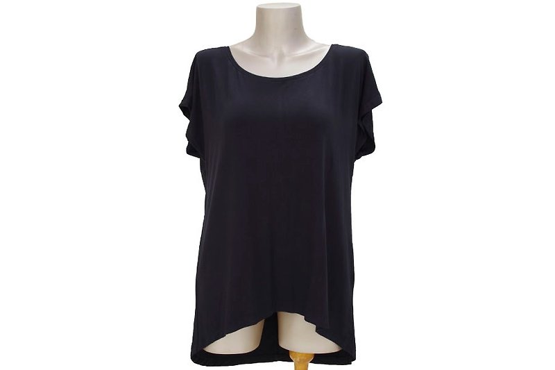 Viscose crew neck Dolman T-shirt <Black> - Women's Tops - Other Materials Black
