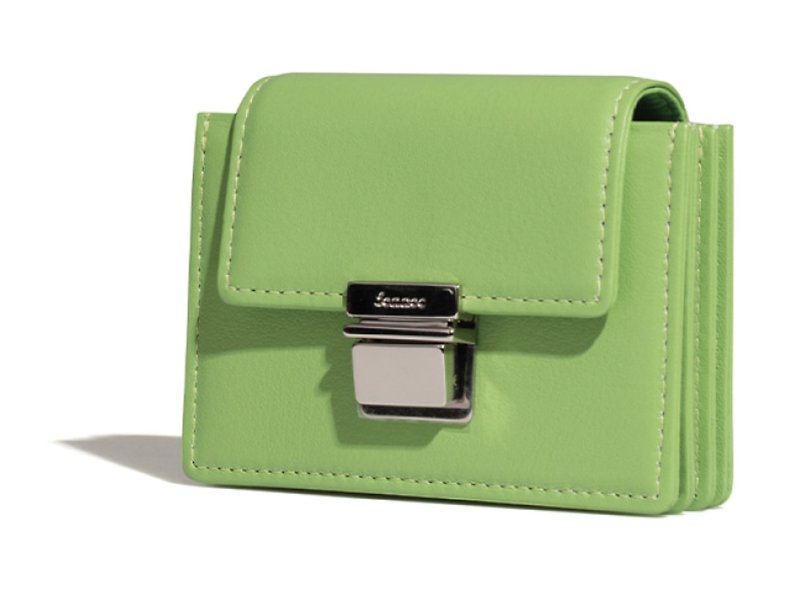 FENNEC PUSH ACCORDION POCKET PLUS-Light sweet yellow green YELLOW GREEN - Coin Purses - Genuine Leather Green