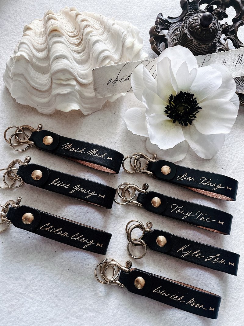 PERSONALIZED LEATHER KEYCHAIN WITH CALLIGRAPHY NAME  / GIFT - Keychains - Genuine Leather Multicolor