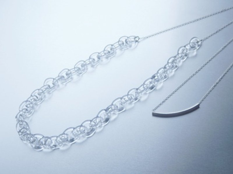 Round Chain Long Necklace - 長項鍊 - 玻璃 透明