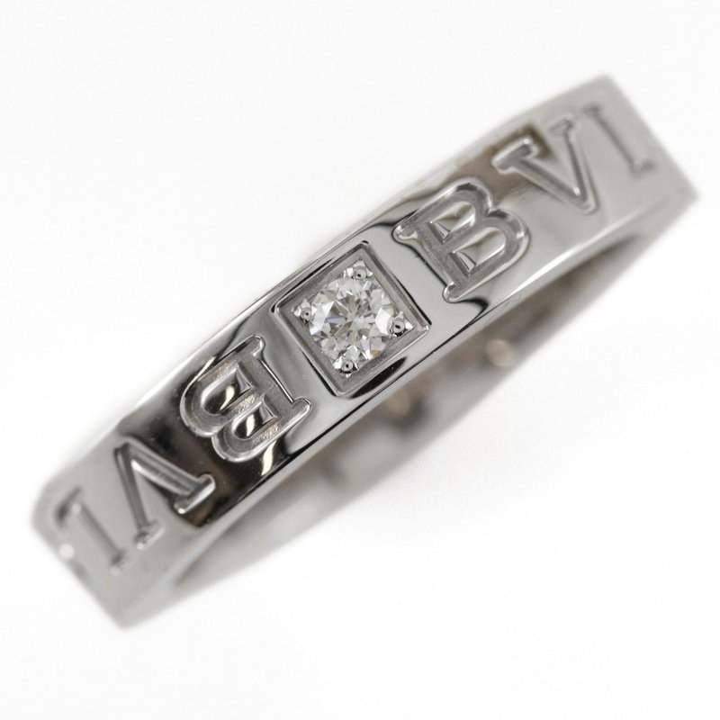 【日本直送】ブルガリ BVLGARI ブルガリブルガリ 9号 リング・指輪 ダブルロゴ 1Pダイヤ K18WG × ダイヤモンド 約6.1g レディース【中古】 - 戒指 - 貴金屬 黑色