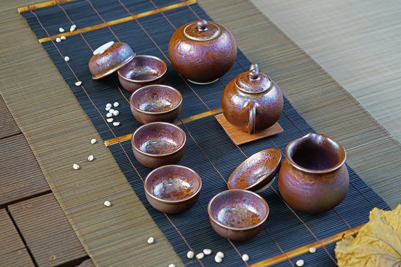 曜變天目 黃金茶具組│收藏 典藏 珍藏 推薦│畢業禮物 - 茶壺/茶杯/茶具 - 瓷 橘色