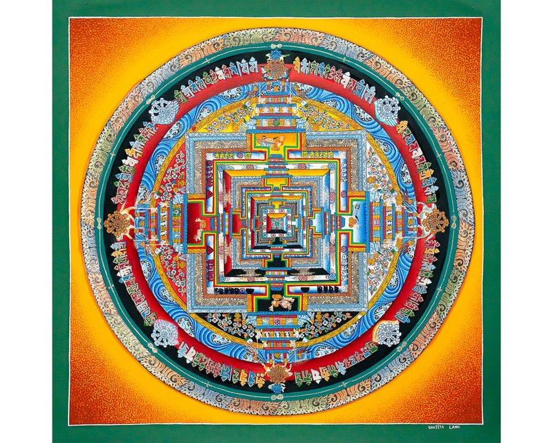 神秘時輪曼荼羅唐卡 – 靈性覺醒之路 - 壁貼/牆壁裝飾 - 其他材質 多色