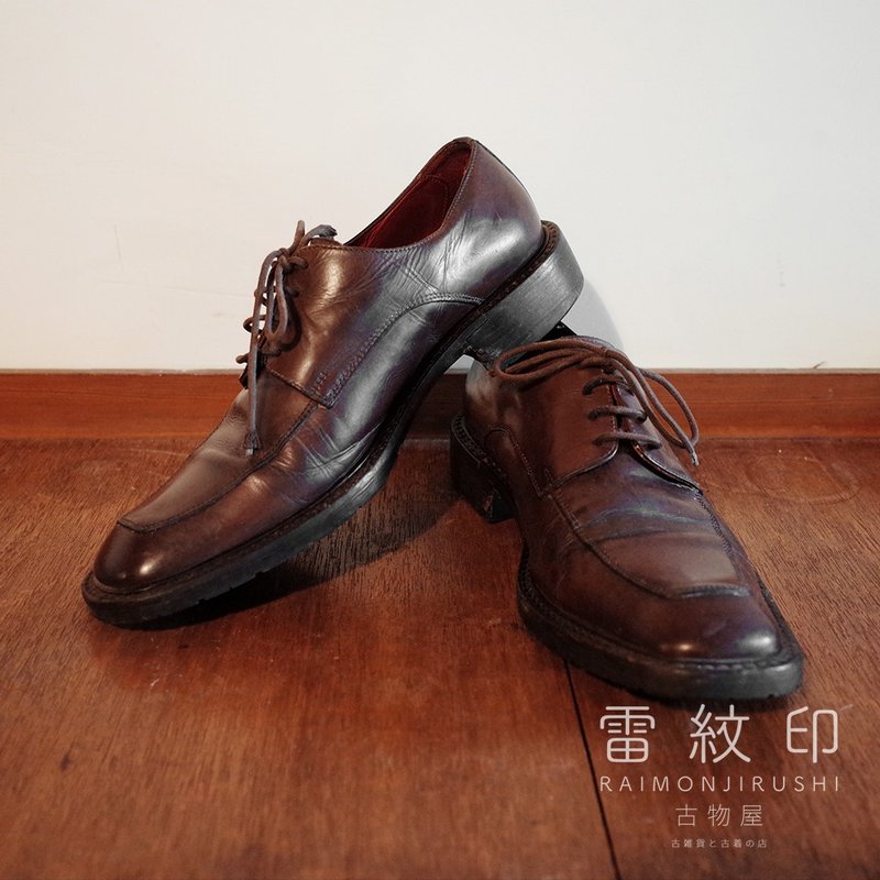 VERO CUOIO 皮鞋 二手皮鞋 休閒鞋 方頭鞋 咖啡色 義大利製 男鞋 - 男皮鞋 - 真皮 咖啡色