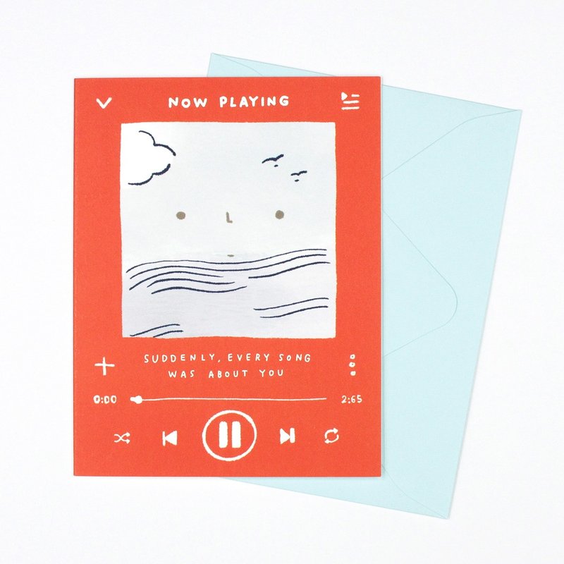 Now Playing (Suddenly every song was about you) - Greeting Card - 卡片/明信片 - 紙 紅色