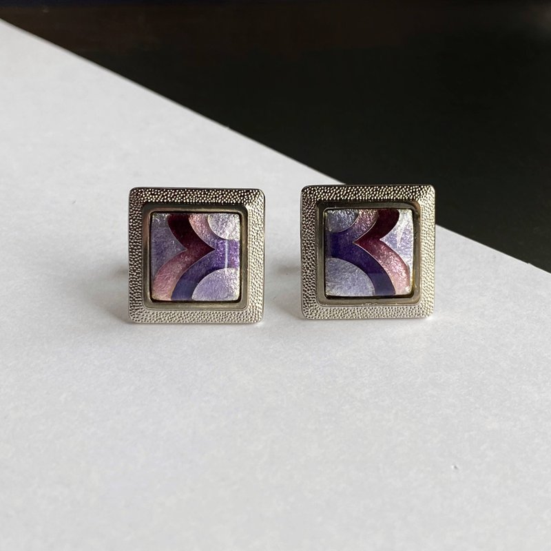 羽 【アメジスト Amethyst】七宝焼のカフスボタン カフリンクス  純銀胎有線七宝 - 袖扣 - 其他材質 紫色