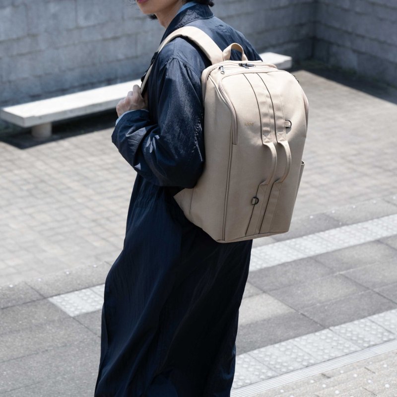 【fulcro】ESSENCE 系列-簡約多功能後背包(Double)(多色可選) - 後背包/背包/書包 - 聚酯纖維 卡其色