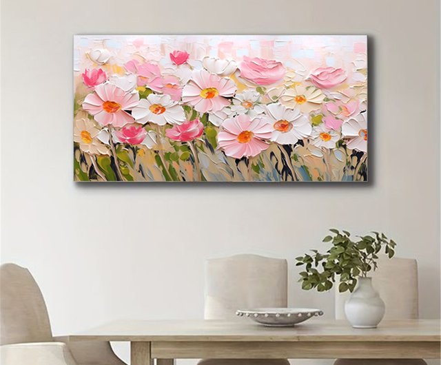 花の抽象画 ピンクとホワイト b84bdb1fe454c16cfb6d6af4948b5a