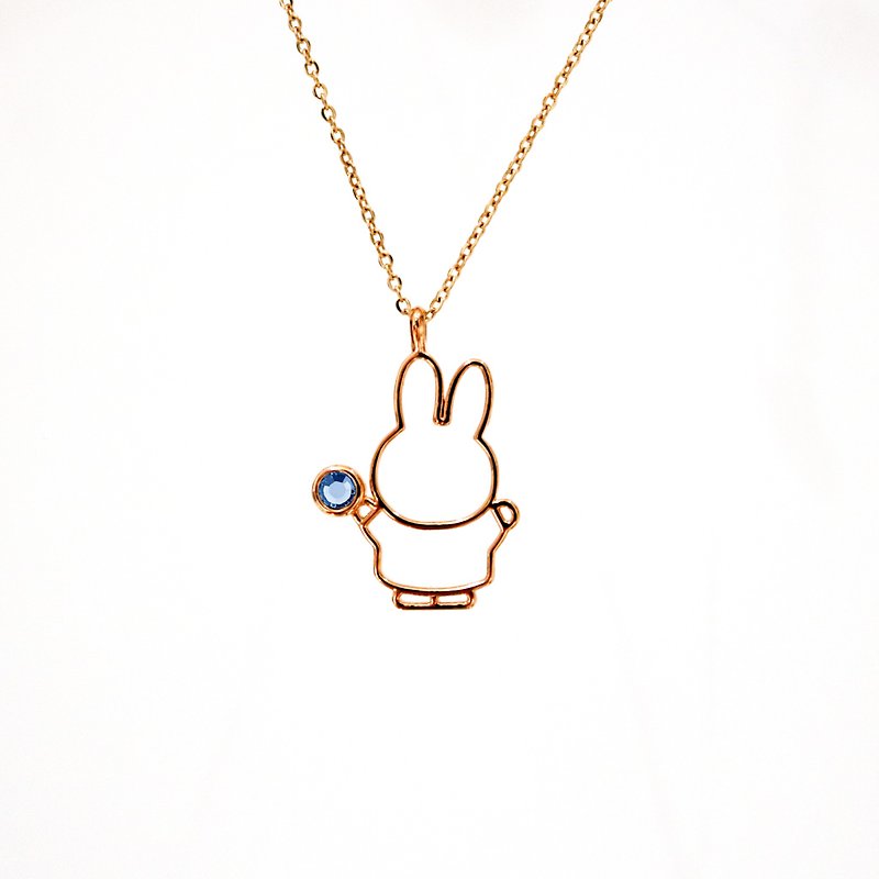 【Pinkoi x miffy】Miffy Sapphire Crystal Necklace | September Birthstone - Necklaces - Crystal Blue