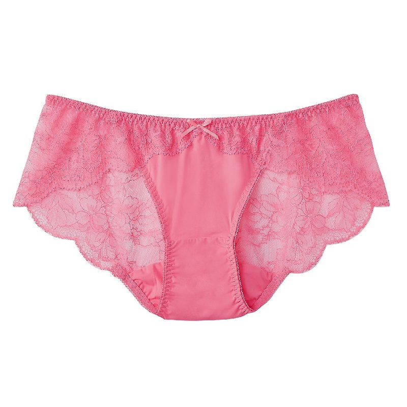 [Dai Lei Qi] Full Lace Low Waist Panties-Pink - Women's Underwear - Nylon Pink