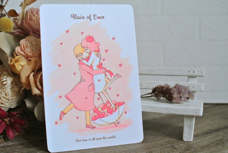 RISOGRAPH | Rain of Love-postcard.card - Cards & Postcards - Paper Pink