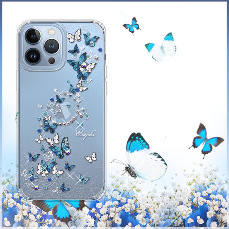 iPhone 13全系列 水晶彩鑽防震雙料手機殼-藍色圓舞曲 - 手機殼/手機套 - 其他材質 多色