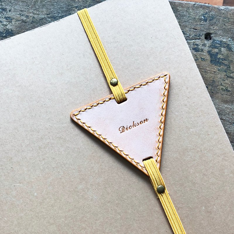 Finished product manufacturing-triangle bookmark original handmade leather bookmark white wax vegetable tanned leather Italian leather - Bookmarks - Genuine Leather Yellow