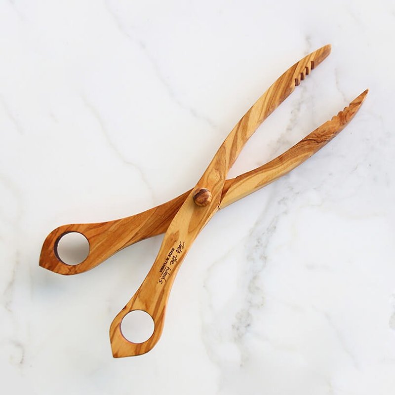 Olive wood scissors - food clip - เครื่องครัว - ไม้ สีส้ม