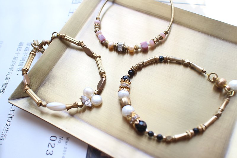 Bubble - Natural stone brass - bracelet necklace optional two pieces - Bracelets - Other Metals 