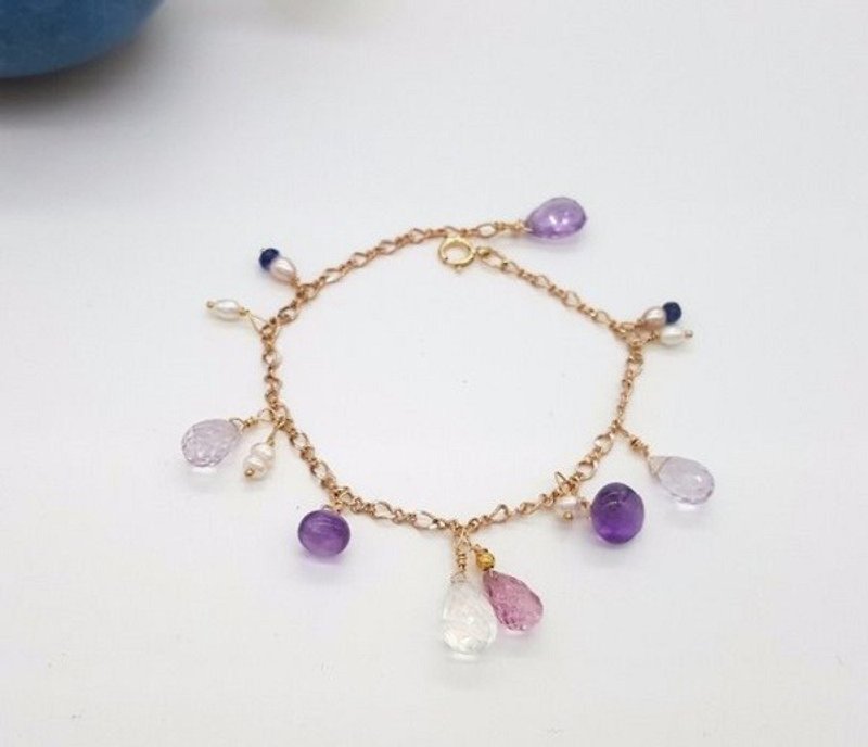 Crystal girl world - [intertwined] - K gold wire hand made natural crystal bracelet - Bracelets - Gemstone Purple