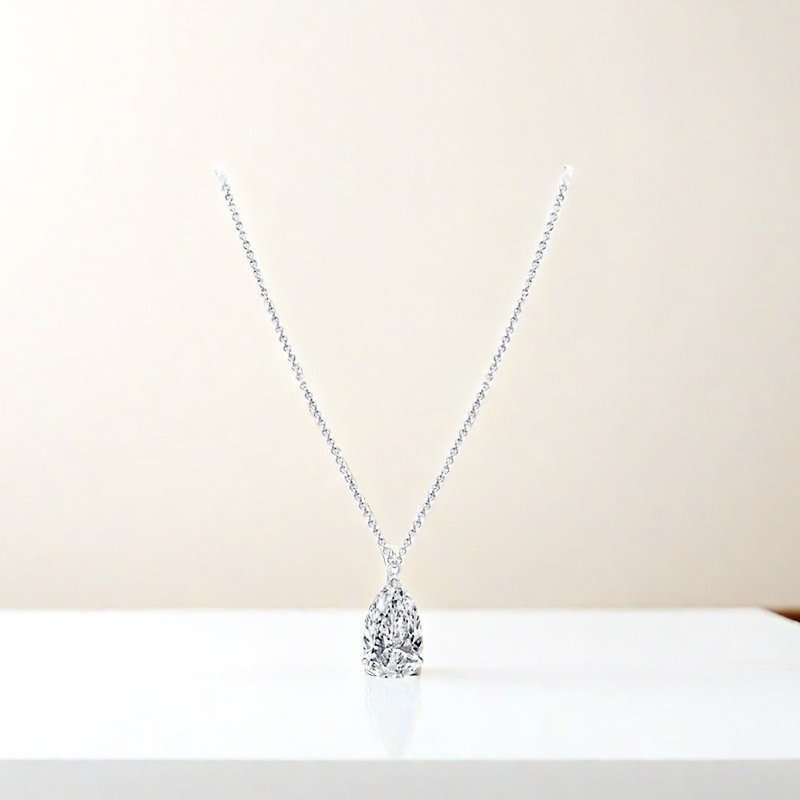Water drop diamond clavicle chain - สร้อยคอ - เพชร ขาว
