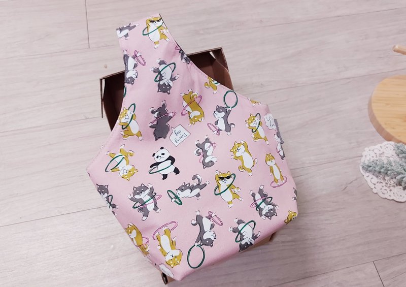 [Double Cup Bag] [Inside Water-Repellent] Tote Bag-Double Cup Drink Bag-Children's Bag-Handmade - กระเป๋าถือ - ผ้าฝ้าย/ผ้าลินิน สึชมพู