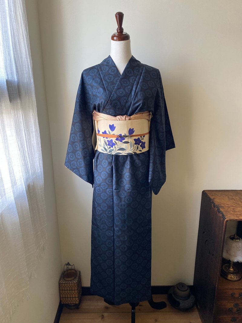 深藍大島紬古董和服 - 其他 - 絲．絹 藍色