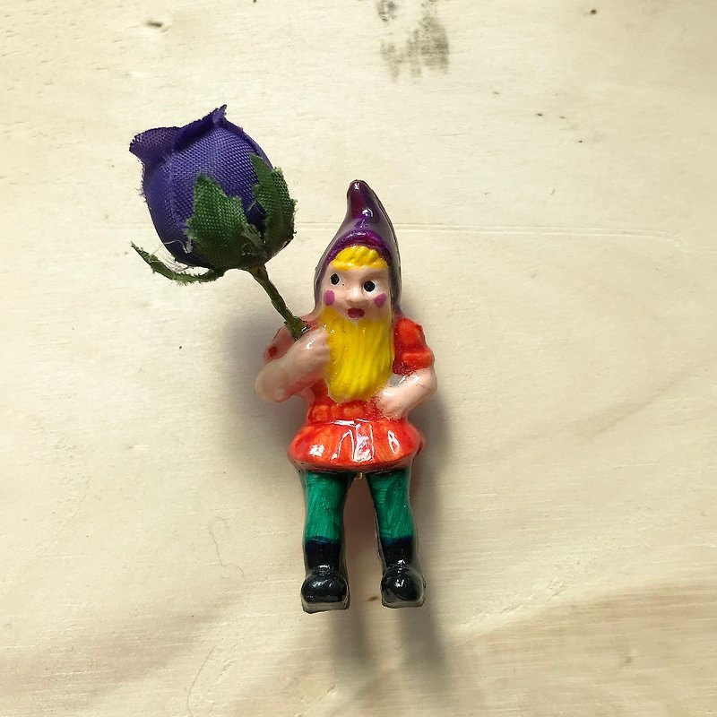 Mini Brooches-Goblin My Garden Gnome (Orange 3 Pins) - เข็มกลัด - ดินเหนียว หลากหลายสี