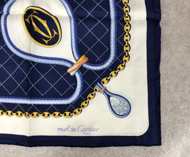 日本直送 名牌中古包 】Cartier カルティエ スカーフ ブルー