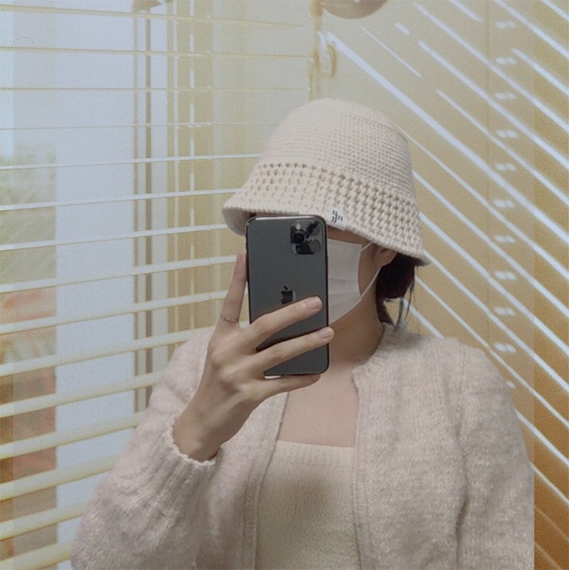 Winter women knit Bucket Hat classic vanilla - 帽子 - 羊毛 白色
