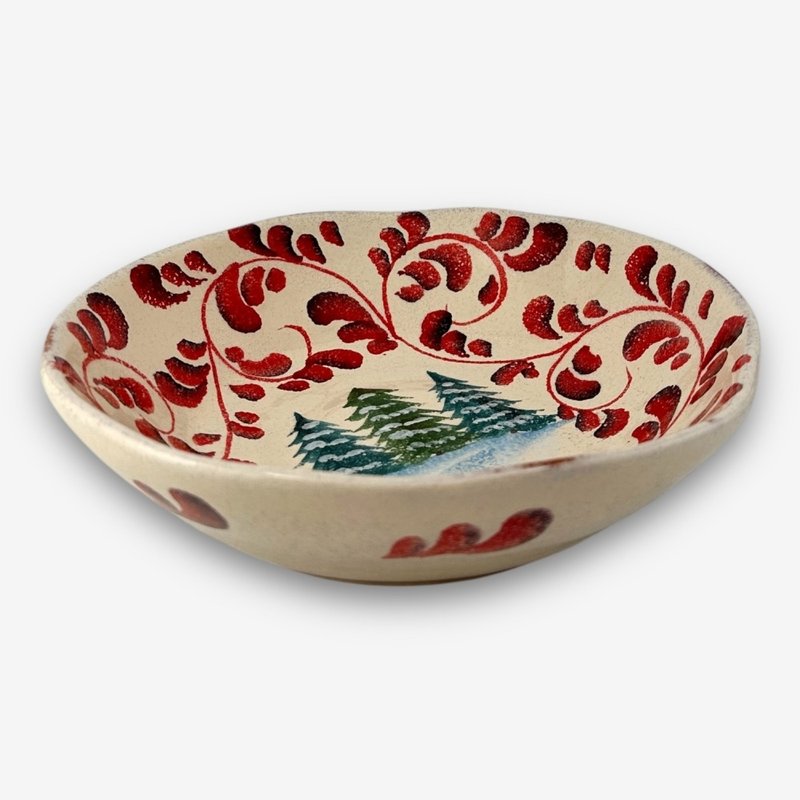 義大利手工陶- BA阿爾卑斯山的小屋 深盤 19cm - 盤子/餐盤/盤架 - 陶 紅色
