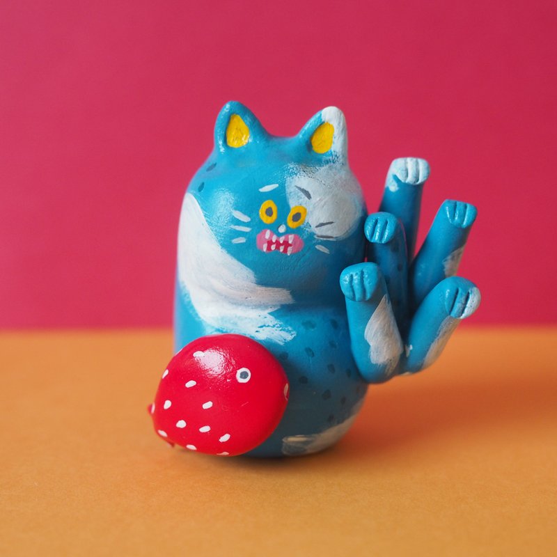 Happy cat - 公仔/玩偶 - 黏土 白色
