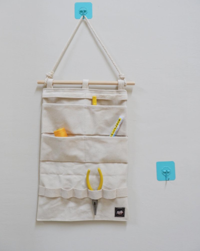 Storage canvas hanging bag - กล่องเก็บของ - ผ้าฝ้าย/ผ้าลินิน ขาว