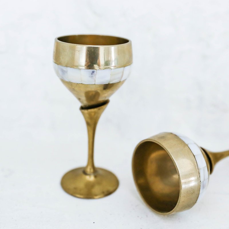 仙仙SEC SECLUSION OF SAGE / 1920s Indian brass _ twill column wine glass - ของวางตกแต่ง - โลหะ สีทอง