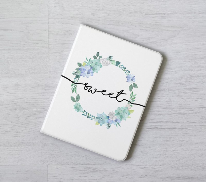 客製化加名純色花環iPad mini 6 Pro 13 Air 7 筆槽翻蓋式保護套 - 平板/電腦保護殼/保護貼 - 塑膠 多色