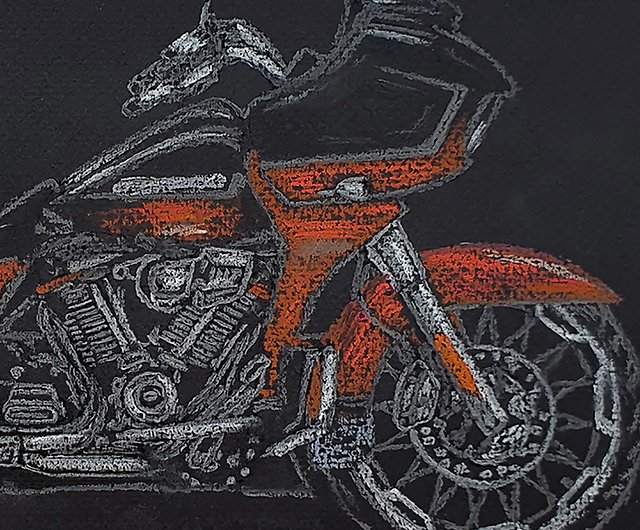 オートバイの絵画バイクのオリジナルアートワークハーレーダビッドソン