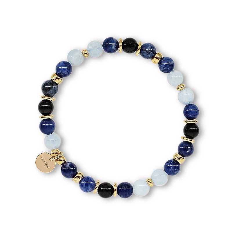 String Series Brass Soda Stone Sapphire Obsidian Bracelet Ore Crystal - Bracelets - Jade Blue