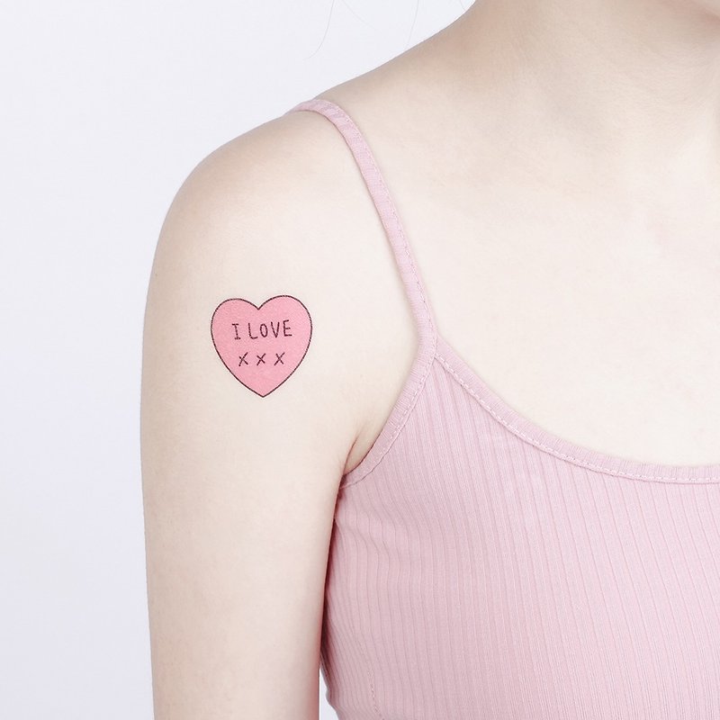 Surprise Tattoos - Pink Love Temporary Tattoo - สติ๊กเกอร์แทททู - กระดาษ สึชมพู