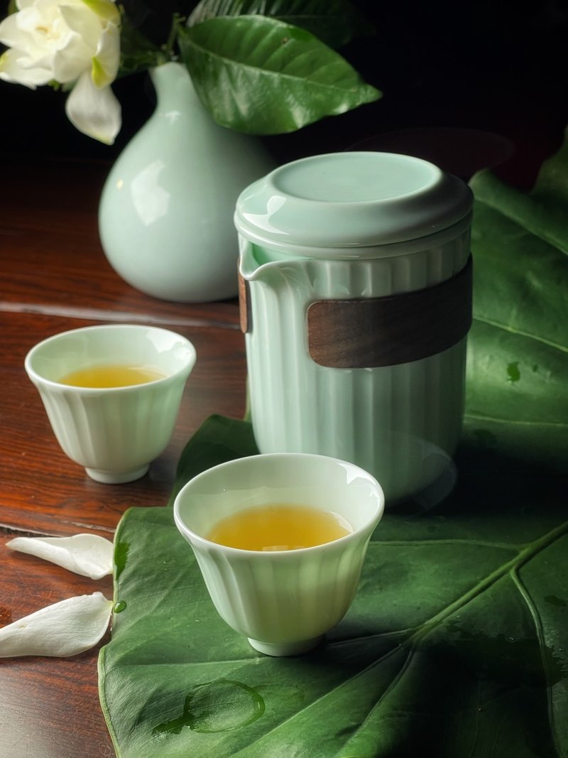 溢香 旅行用茶具組一壺二杯 - 茶壺/茶杯/茶具 - 瓷 透明