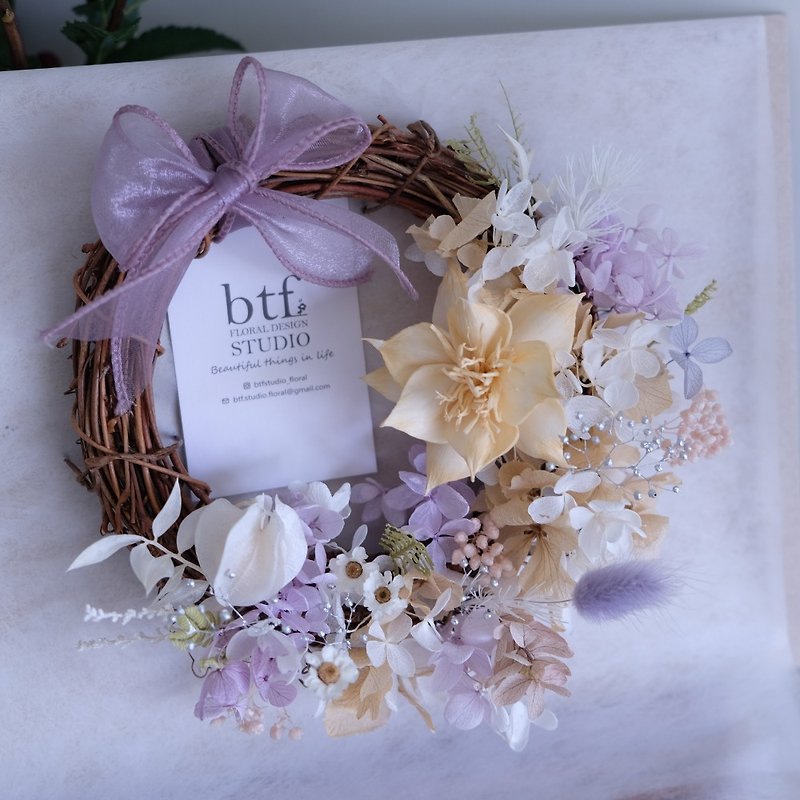Mother's Day gift [btf French romantic garden rattan circle] gift gift, birthday gift - ช่อดอกไม้แห้ง - พืช/ดอกไม้ สีส้ม