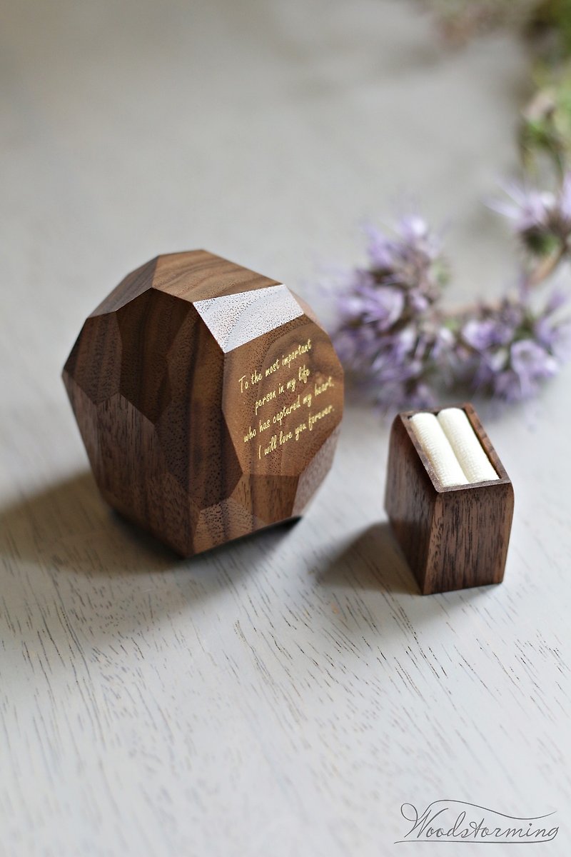 素朴なプロポーズリングボックス、婚約指輪ボックス、記念日のギフト - 置物 - 木製 
