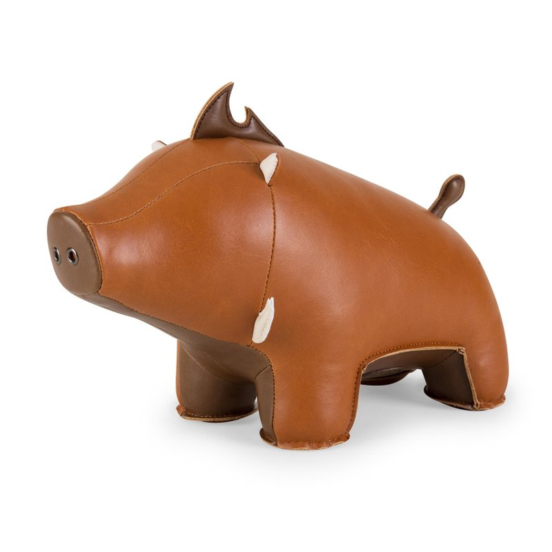 Zuny - Mountain Pig Babu Styling Animal Bookend - Items for Display - Faux Leather Multicolor