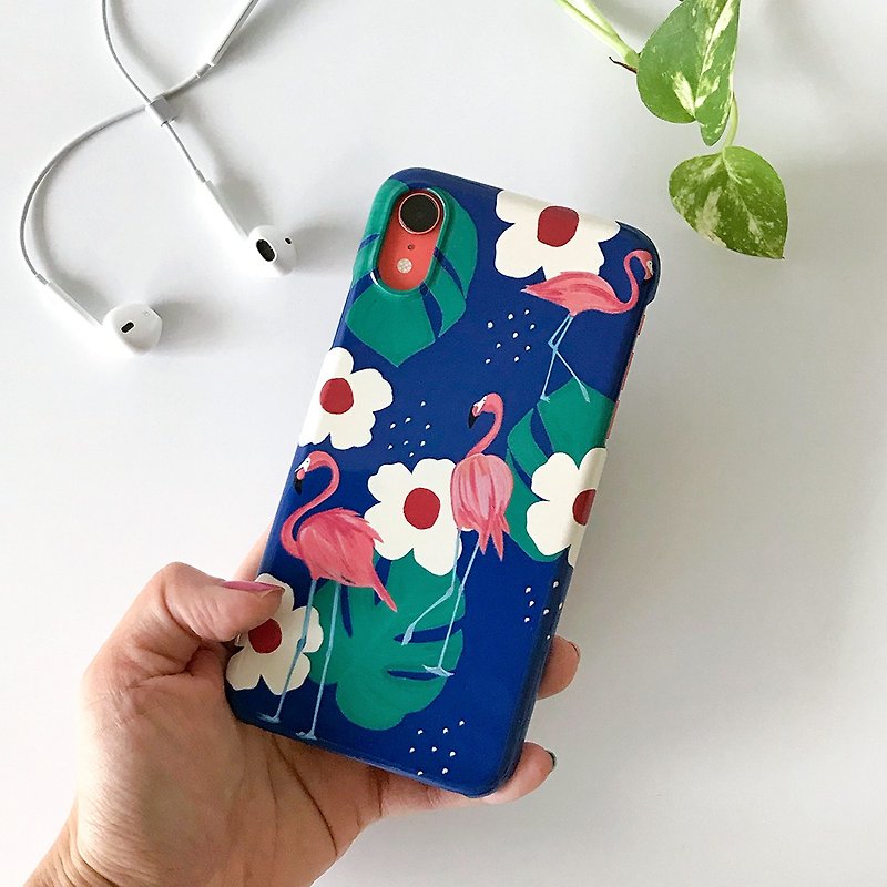 Flamingo // Botanical Illustration // iPhone Hard Case // iPhone12 Series Case - Phone Cases - Plastic Blue