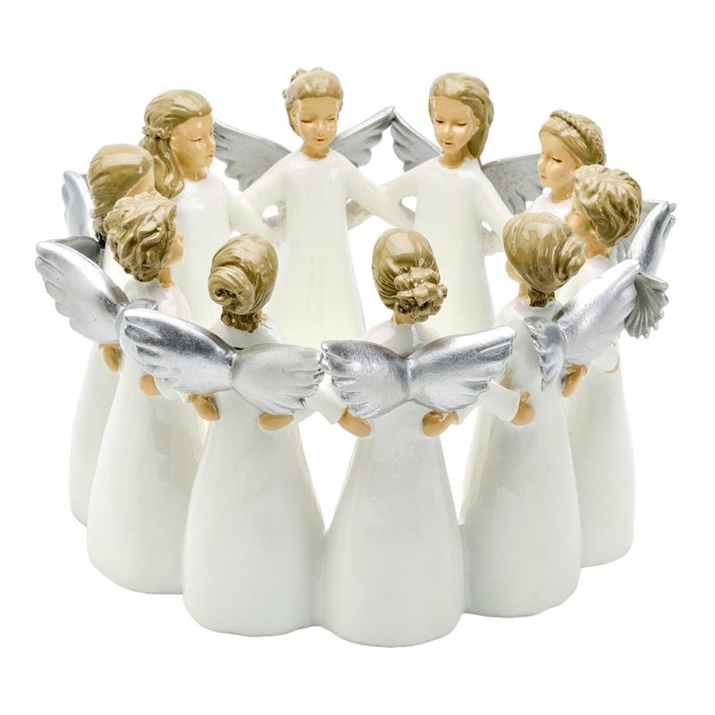 Swedish HARVESTTIME-Angel candlestick 18x11CM - Candles & Candle Holders - Resin White