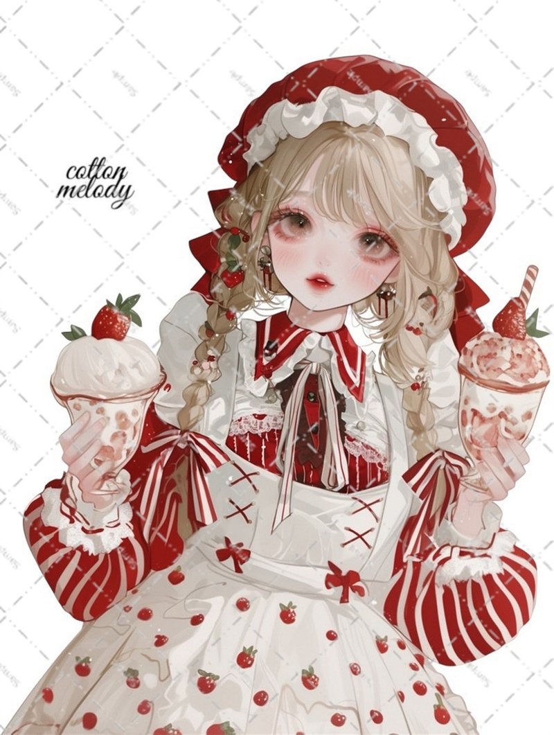 【限定】original sticker no.SB38 // nene様コラボ Patisserie Melody人物ステッカー cottonmelody - 貼紙 - 紙 