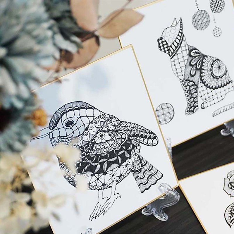 Zentangle painting set with needle pens, various colored paper tiles suitable for beginners, multiple options for meditation/stress relief/painting - วาดภาพ/ศิลปะการเขียน - กระดาษ หลากหลายสี