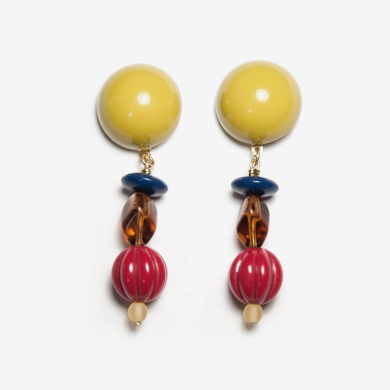 Art Deco Series Earrings - Yellow - Earrings & Clip-ons - Acrylic Yellow