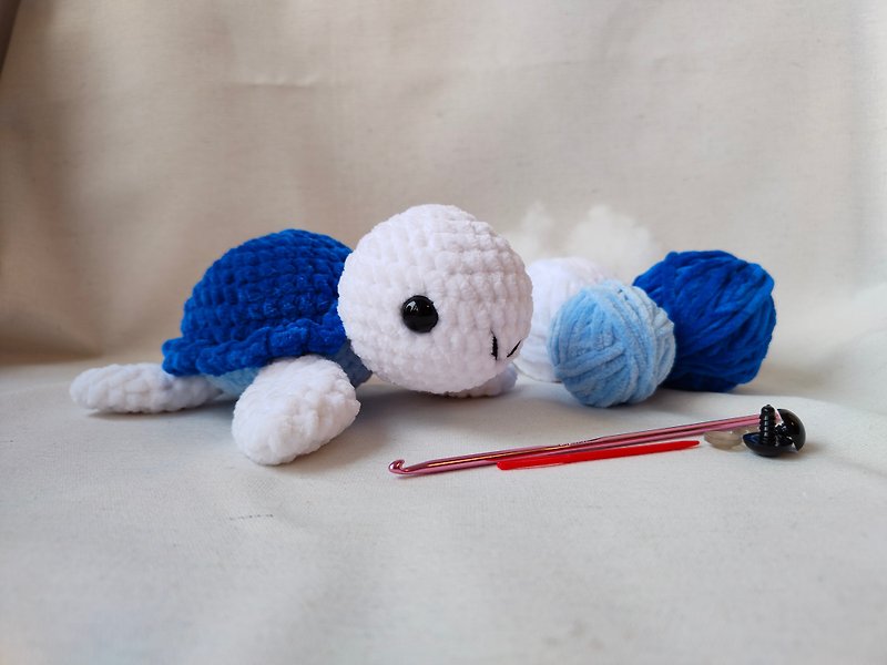 โลหะ เย็บปัก/ถักทอ/ใยขนแกะ ขาว - Crochet turtle kit beginner with yarn, crochet turtle plush