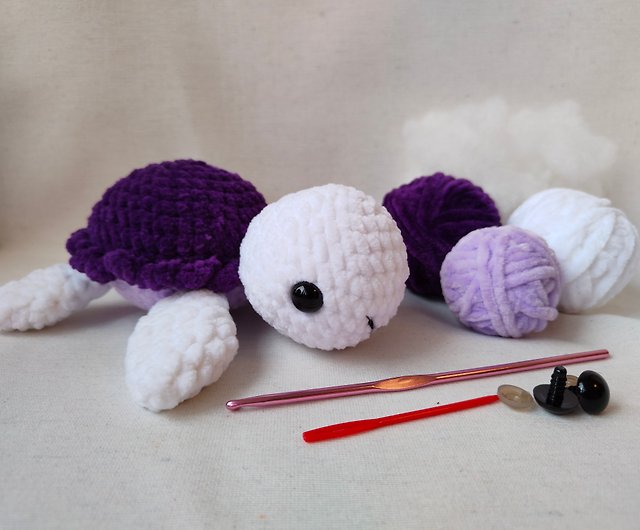 Crochet turtle kit beginner with yarn, crochet turtle plush - Shop